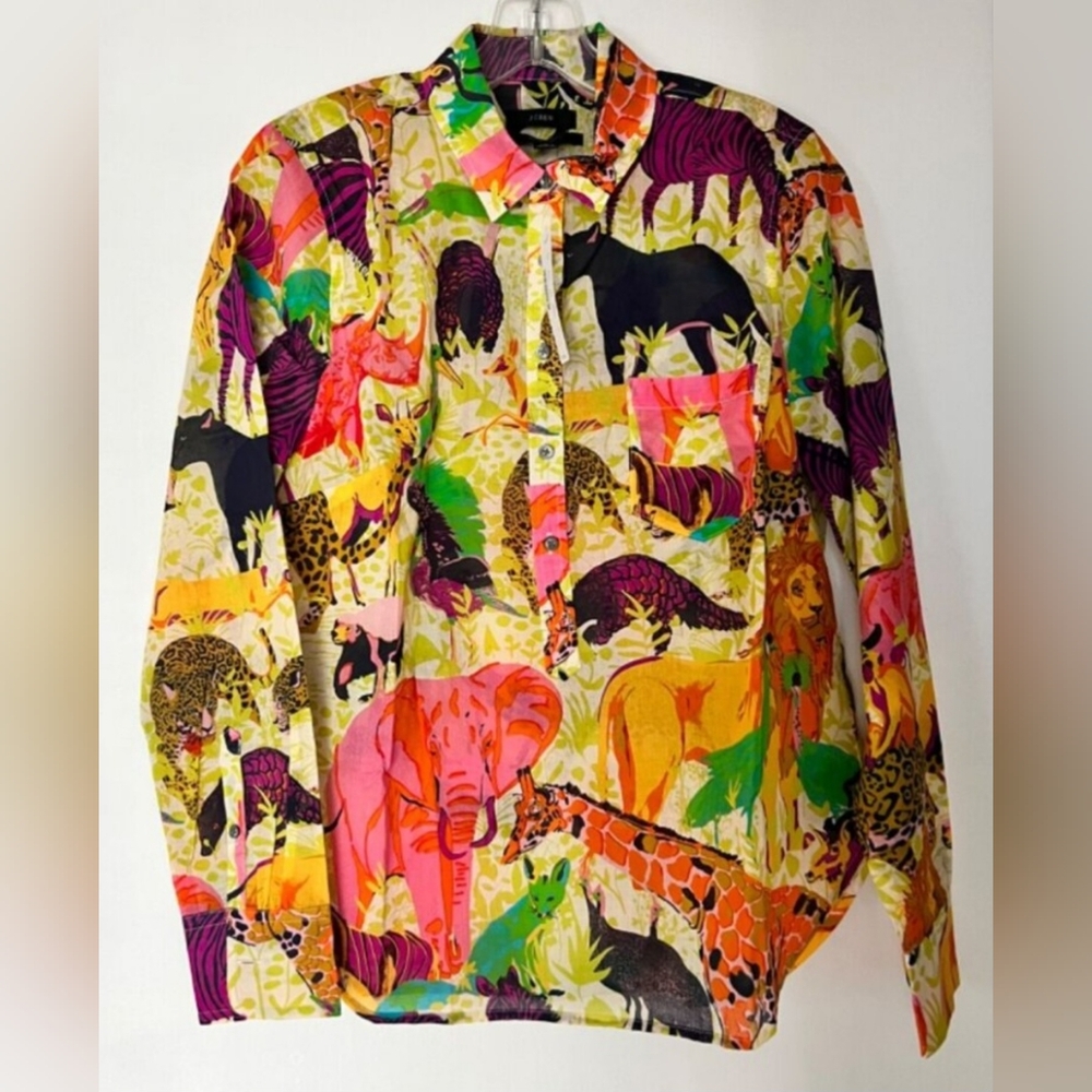 J. Crew Multicolor Animal Print Button Down Shirt